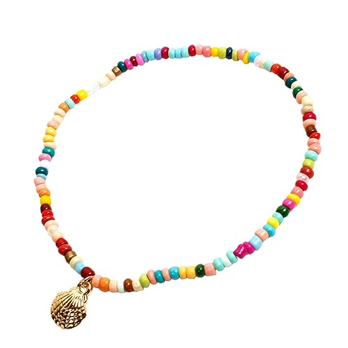 LRXIYODE Handgefertigte Bunte Fußkette Damen aus Langlebiger Legierung und Perlen Wasserfestes Strand Accessoire Farbenfrohes Hawaiianisches Muschel Design für Urlaub und Reisen von LRXIYODE