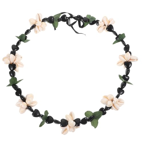 LRXIYODE Handgefertigte Hawaiianische Halskette mit Muschel und Blätterdesign Geflochtene Graduation Schmuck für Abschlussfeier Tropische Luau Party Dekoration Damen von LRXIYODE