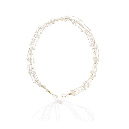 LRXIYODE Handgefertigtes Perlen Braut Haarband Eleganter Brautschmuck für Damen Handgewebtes Kopfschmuck Accessoire für Hochzeit Party und Besondere Anlässe von LRXIYODE
