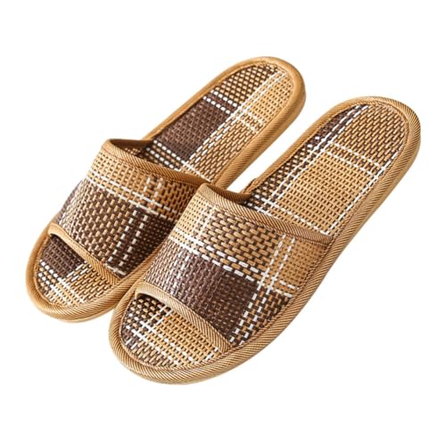 LRXIYODE Haushalts Sommer Slipper aus Rattan Geflochtene Atmungsaktive Hausschuhe für Damen und Herren Leichte Geräuschlose Pantoletten für Innenbereich Schnell Anzuziehen Langlebig und von LRXIYODE