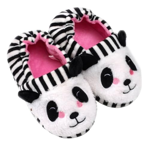 LRXIYODE Hausschuhe Panda Motiv Warm Kuschelig Rutschfest Weiche Plüschpantoffeln für Mädchen Jungen Geschlossene Baumwollpantoffeln Atmungsaktiv und Maschinenwaschbar Innenlänge von LRXIYODE