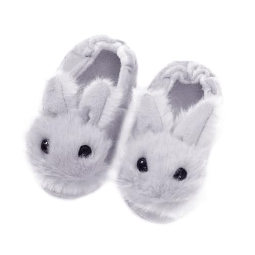 LRXIYODE Hausschuhe mit Niedlichem Kaninchenmotiv Kuschelig Rutschfest Leichte Warme Plüschpantoffeln für Winter Weiche Geräuscharme Sohlen Graue Ferse Geschützt als von LRXIYODE