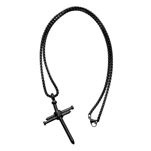 LRXIYODE Kreuzkette Mit Metall Kreuz Anhänger Für Herren Dekorative Halskette Mit Galvanisierter Kette Punk-stil Kreuzkette Für Männer von LRXIYODE