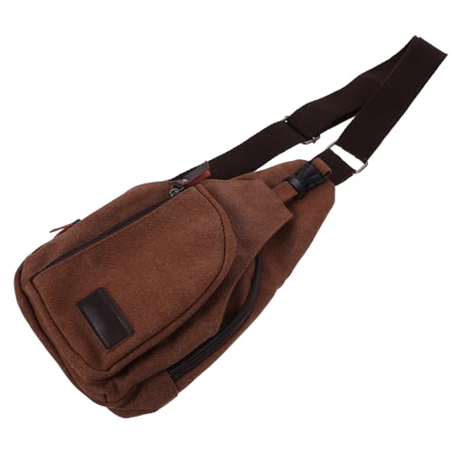 LRXIYODE Herren Outdoor Sling Brusttasche Canvas Verstellbare Umhängetasche für Sport Reisen und Freizeit S Kaffee Multifunktionale Schultertasche mit Reißverschluss und Mehreren Fächern von LRXIYODE