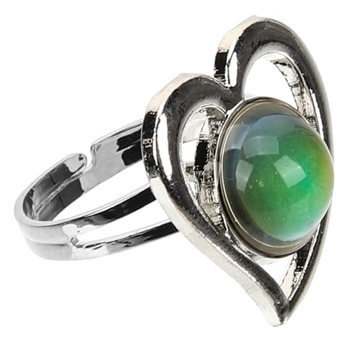 LRXIYODE Herz Stimmungsring Damen Farbwechsel Schmuck Ring Verstellbar Leichter Legierungsring Modisches für Party Hochzeit Alltag von LRXIYODE