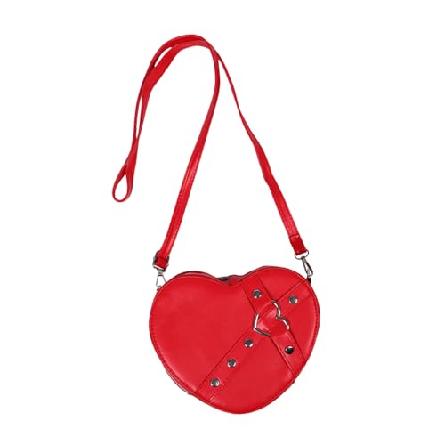 LRXIYODE Herzförmige Damen Crossbody Tasche Rotes Pu-Material Leichtgewichtige Umhängetasche mit Reißverschluss Verstellbarem Schulterriemen Modische Kleine Handtasche für Freizeit und von LRXIYODE