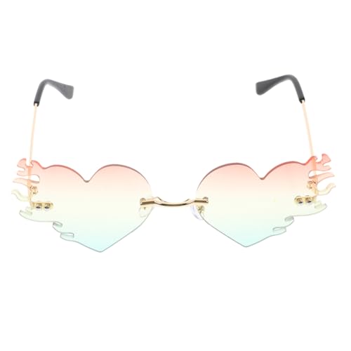 LRXIYODE Herzförmige Sonnenbrille Damen Herren Rahmenlose Metallbrille Bunte Partybrille für Strand und Festival Langlebige Trendige Sonnenbrille Rahmen LRXIYODE Herzförmige Sonnenbrille Damen Herren Rahmenlose Metallbrille Bunte Partybrille für Strand und Festival Langlebige Trendige Sonnenbrille Rahmen von LRXIYODE