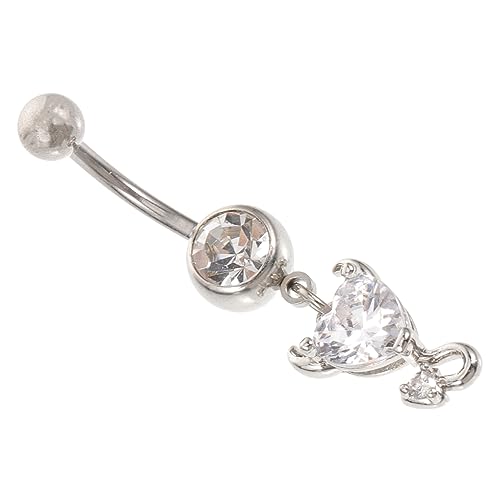 LRXIYODE Herzförmiger Bauchnabelring Chirurgenstahl mit Zirkonia Elegantes Piercing für Frauen für Strand Party und Alltag Kreatives Design für Style von LRXIYODE
