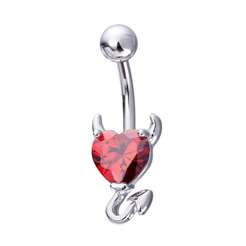 LRXIYODE Herzförmiges Bauchnabelpiercing Edelstahl Zirkonia Allergiefrei Nippel Schmuck für Damen Festival Party Zubehör von LRXIYODE