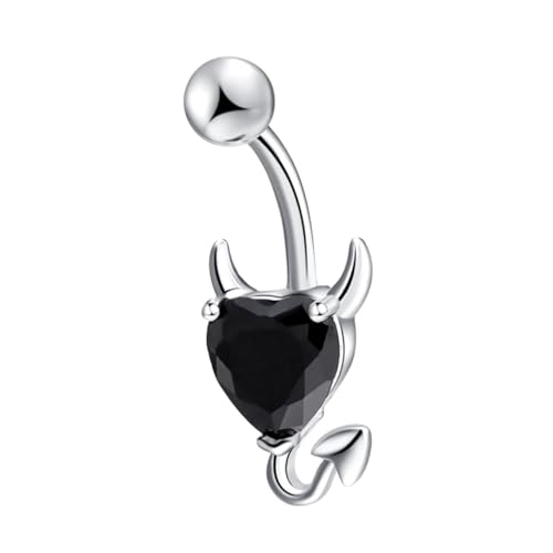 LRXIYODE Herzförmiges Bauchnabelpiercing aus Edelstahl mit Zirkonia Kleiner Bauchnabelring Glänzendes Nabelpiercing Schmuckstück für Damen für Party Festival und Tanz von LRXIYODE