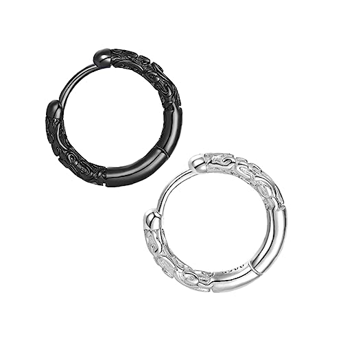 LRXIYODE Hip Hop Ohrstecker aus Langlebigem Eisen Modischer Runder Neutralstil Teiliges Silber und Schwarz Bequeme für Herren und Damen Vielseitig zu Tragen bei Partys und Alltag von LRXIYODE