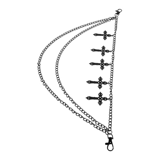 LRXIYODE Hip Hop Punk Hosenkette mit Hohlem Kreuz Anhänger Modischer Mehrlagiger Kettengürtel für Herren Vielseitige Jeans und Hosenkette Stylisches Accessoire zur Outfit Aufwertung von LRXIYODE
