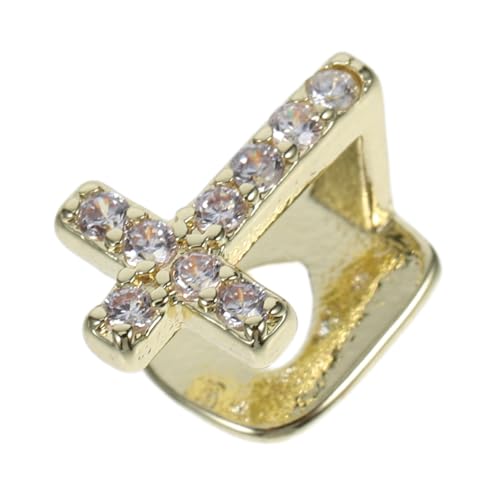 LRXIYODE Hip hop Zahnschmuck Single Cross Design Goldzahn Aufstecken Unisex Schmuck Für Männer Frauen Party Cosplay Accessoire von LRXIYODE