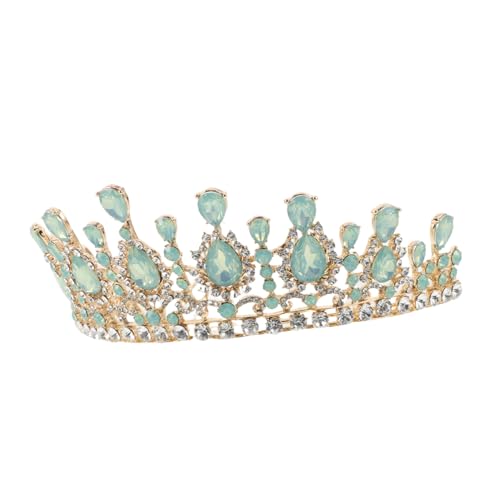 LRXIYODE Hochzeitskrone Braut Tiara mit Grünem Strass Leichter Sicherer Brautschmuck für Hochzeit Geburtstag Fotoshooting Vielseitiges Braut Accessoire von LRXIYODE
