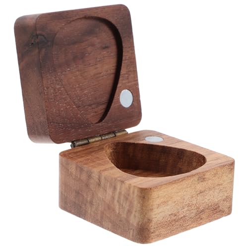 LRXIYODE Holz Plektrum aufbewahrungsbox aus Schwarzem Walnussholz Handliche Gitarren Pick Box mit Polierter Oberfläche Schützende und Tragbare Pick Organizer für Gitarristen und Musiker von LRXIYODE