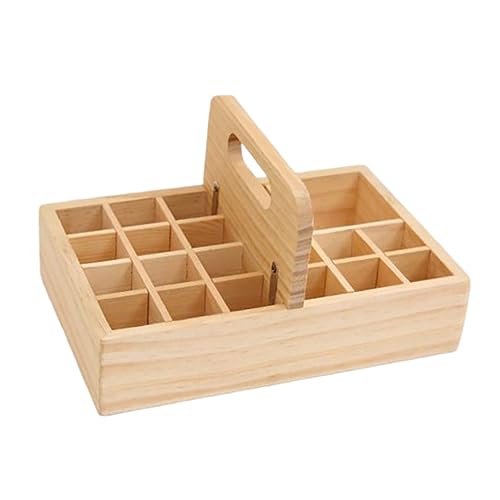 LRXIYODE Holzkorb mit Fächern Multifunktionaler Ätherische Öle Organizer Handlicher Naturholz Aufbewahrungsbehälter mit Trennwand Dekorative Ablagebox für Duftflaschen von LRXIYODE
