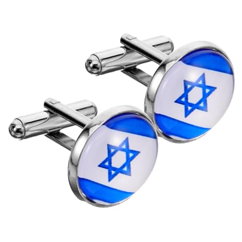 LRXIYODE Israel Manschettenknöpfe Langlebiger Zinklegierung Herren Armspangen für Französische Hemdärmel Komfortabel und Robust Stilvolles Accessoire für Festliche Anlässe von LRXIYODE