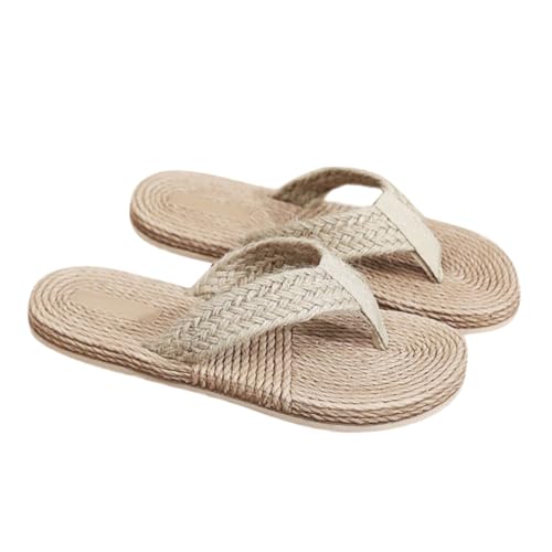 LRXIYODE Japanische Stil Hausschuhe Damen Herren Atmungsaktive Indoor Sandalen mit Geflochtenem Hanfseil Rutschfest Leicht Sommerlich Peep Toe Design Langlebig Passend für Modisch und von LRXIYODE