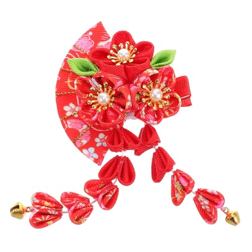 LRXIYODE Japanischer Haarschmuck Damen Langlebiger Stoff Haarpin mit Quastenfächer Traditionelles Kimono Accessoire Eleganter Japanischer Haarclip für Alltag Hochzeit und Cosplay von LRXIYODE