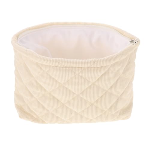 LRXIYODE Quilted Makeup Bag Für Damen Große Kapazität Kosmetiktasche Plüsch Im -Design Organizer Mit Reißverschluss Für Und Picnics Beige Farbton von LRXIYODE