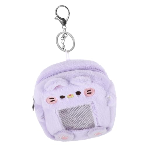 LRXIYODE Kleine Geldbörse für Damen mit Schlüsselanhänger Plüsch Münzgeldbörse Reißverschluss Kartenetui Süßes Design für Mädchen Transparentes Kleingeldfach für Schlüssel und Kopfhörer von LRXIYODE