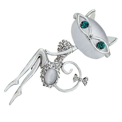 LRXIYODE Katzenaugenstein Brosche Silber Niedliche Dekorative Brosche für Frauen und Mädchen als Clip für Kleidung Schals Taschen Einzigartiges von LRXIYODE