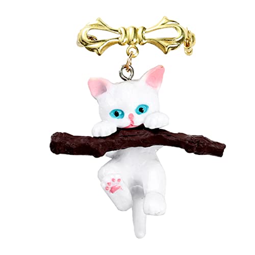 LRXIYODE 3d Katze Brosche Mit Zweig Modische Anstecknadel Für Kleidung Metall Stylisches Katzen Design Für Katzenfans von LRXIYODE