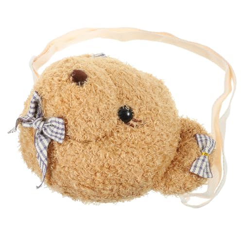LRXIYODE Kawaii Plüsch Bär Umhängetasche Damen Kuscheliger Crossbody Bag Mehrzweck Handytasche Weiches Plüschmaterial Komfortabel Kleines Schultertasche von LRXIYODE