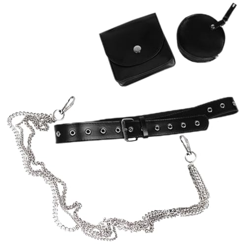 LRXIYODE Ketten Gürteltasche Damen Verstellbar Stylisch mit Kleinen PU Taschen Modisch Vielseitig für Party Reise Alltag Schwarz von LRXIYODE