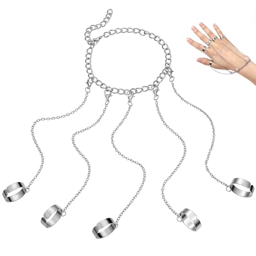 LRXIYODE Kreativer Punk Chain Ring Verstellbarer Silberring Für Damen Und Herren Offenes Design Für Party Und Freizeit Eleganter Modeschmuck Für Besondere Anlässe von LRXIYODE