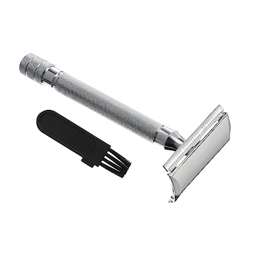 LRXIYODE Klassischer Rasierhobel aus Metall Doppelseitiger Sicherheitsrasierer für Sanfte Nassrasur Langlebiges Manuelles Rasierwerkzeug Ergonomisch Geformt für Herren Sicher und von LRXIYODE