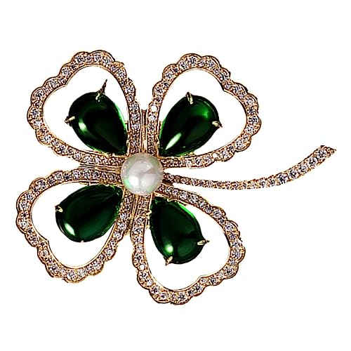 LRXIYODE Kleeblatt Brosche Für Frauen Festival-anstecker Weihnachts-brosche Mit Strass-effekt Pullover-schmuck Brustnadel Feiertags-accessoire von LRXIYODE