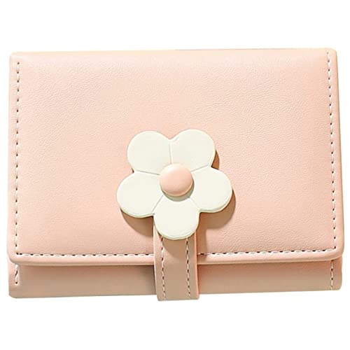 LRXIYODE Kleine Damen Geldbörse mit Blumenmuster Dreifach PU Geldtasche für Kompakter Münzbeutel und Kartenhalter für Schule Büro und Reisen von LRXIYODE