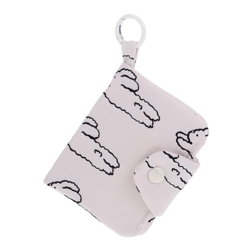 LRXIYODE Kleine Damen Münzbörse mit Mehrfachfächern für Münzen Karten und Ohrhörer Leichtes Kompaktes Portemonnaie Schlüsselanhänger Beige mit Niedlichem Hasenmotiv von LRXIYODE