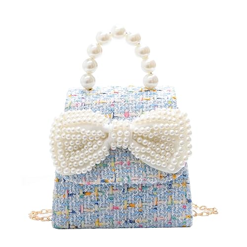 LRXIYODE Perlentasche Für Kleine Mädchen Bowknot Umhängetasche Robust Und Langlebig Mit Kunstperlen Griff Für Persönliche Gegenstände von LRXIYODE