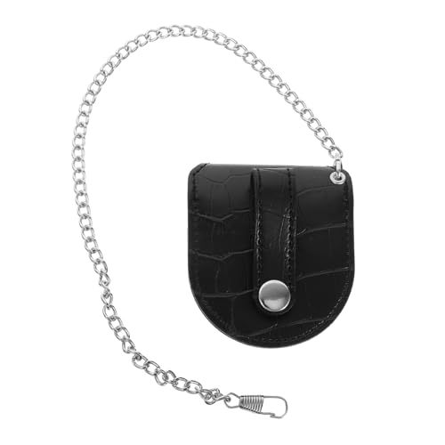 LRXIYODE Kleine Portable Fanny Pack für Taschenuhr Vintage Schwarzes Material mit Kette Robustes Hüfttaschen für Alltag Geeignet Praktischer Uhrhalter für Damen und Herren von LRXIYODE