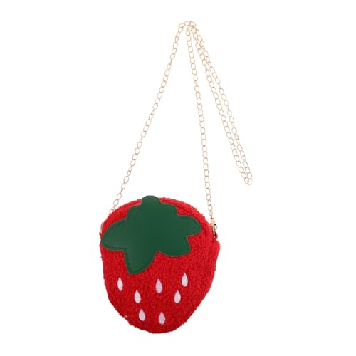 LRXIYODE Kleiner Erdbeer Handtasche für Süßer Plüschiger Umhängegeldbeutel Leichte Umhängetasche für Mädchen Vielseitig Einsetzbar als Münzbeutel oder Crossbody Bag für Reisen und Freizeit von LRXIYODE