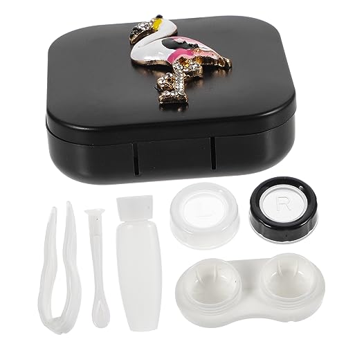 LRXIYODE Kleiner Kontaktlinsenhalter Reise-linsenbehälter Mit Flamingo-Muster Linsen-Organizer Für Damen Kompakt Und Tragbar Für Reisen Und Outdoor-aktivitäten Auslaufsicher Und Praktisch von LRXIYODE