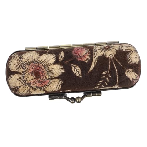 LRXIYODE Kleiner Lippenstift Organizer mit Spiegel Vintage Blumenmuster Kompakter Lippenstifthalter Tragbare Lippenstift Aufbewahrungsbox für Unterwegs Design in Braun von LRXIYODE