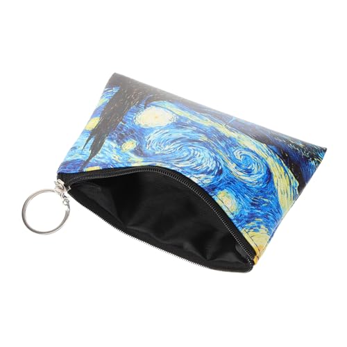 LRXIYODE Kleiner Schlüsselanhänger Geldbörse mit Reißverschluss PU Münztasche im Ölgemälde Design für Damen und Studenten Vielseitig Einsetzbar Kompakt und Leicht zu Tragen von LRXIYODE