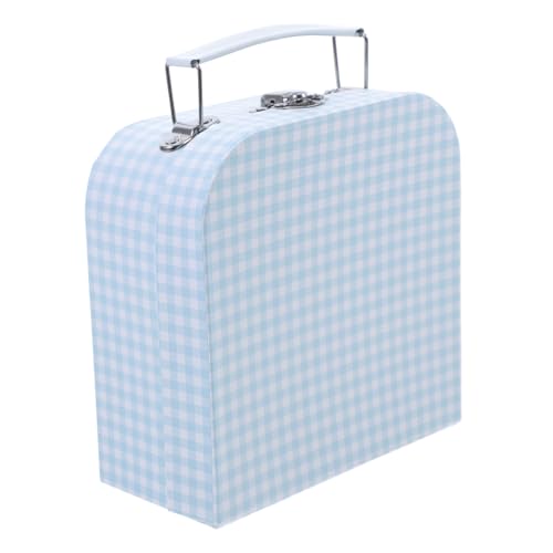 LRXIYODE Geschenkkoffer Hellblau Mit Karomuster Aufbewahrungsbox Für Spielzeug Erinnerungsbox Mit Deckel Dekorative Vintage-schatzkiste Vielseitig Für Kleine Gegenstände von LRXIYODE