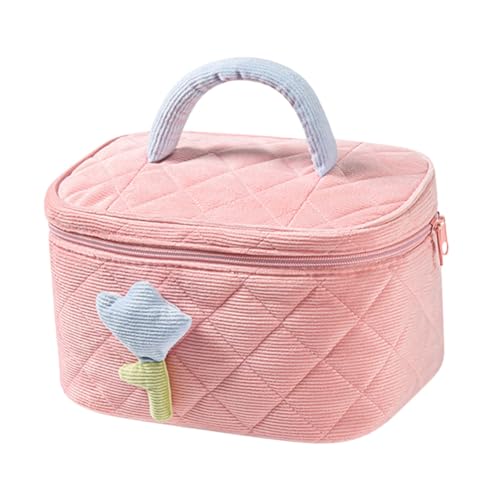 LRXIYODE Kosmetiktasche Damen Corduroy Make Up Tasche Großes Fassungsvermögen Weiche Schminktasche Leicht Tragbar Für Reisen Teenager und Frauen Multifunktionale Aufbewahrungstasche von LRXIYODE