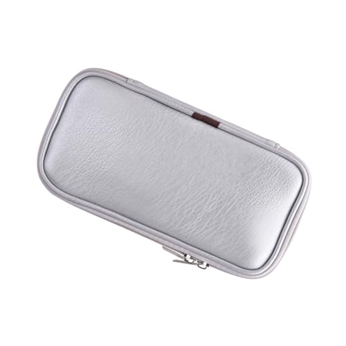 LRXIYODE Kosmetiktasche aus PU Leder mit Reißverschluss Kompakter Leichter Make Up Pinselhalter und Organizer für Unterwegs Silberfarbene Schminktasche für Damen und Reisen von LRXIYODE