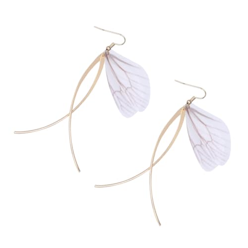 LRXIYODE Kreative Flügel Ohrringe Damen Retro Lange Leichte Schmetterlingsflügel Ohrhänger Modischer Persönlichkeitsschmuck Weiß von LRXIYODE