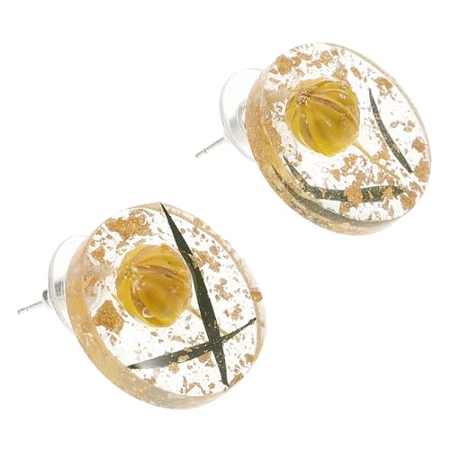 LRXIYODE Kreative Getrocknete Blumen Ohrstecker für Damen Vintage Schmuck mit Goldenen Akzenten Elegantes und Einzigartiges Design für Besondere Anlässe und Alltag von LRXIYODE