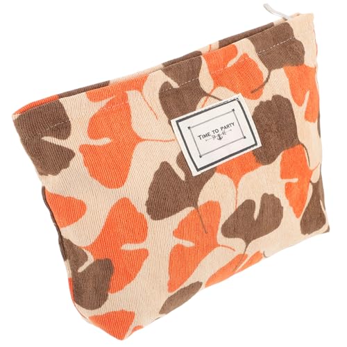 LRXIYODE Kreative Ginkgo Kosmetiktasche aus Canvas Leicht Praktisch Multifunktional Schminkbeutel mit Pinsel Fach für Reise Outdoor und Alltag als Reise Kulturbeutel für Damen von LRXIYODE