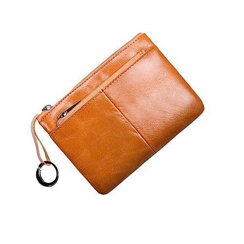 LRXIYODE Kreative Kartenaufbewahrung Geldbörse für Herren Multifunktionale Strapazierfähige Geldbörse mit Reißverschluss für Karten Münzen und Hellbraun von LRXIYODE