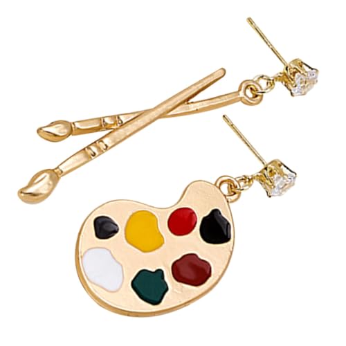 LRXIYODE Künstlerische Ohrringe für Frauen Asymmetrische Leichte Drop Ohrringe mit Pinsel und Farbpaletten Design Modischer Schmuck für Geburtstage Partys und Alltag von LRXIYODE
