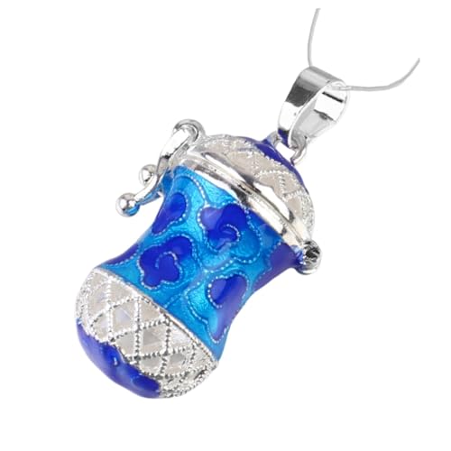 LRXIYODE Kupferlegierung Aromatherapie Anhänger mit Hohlraum Halterung für Ätherische Öle Quadratischer Duftketten Behälter in Blau DIY Parfümflakon Schmuck für Damen Muttertag von LRXIYODE