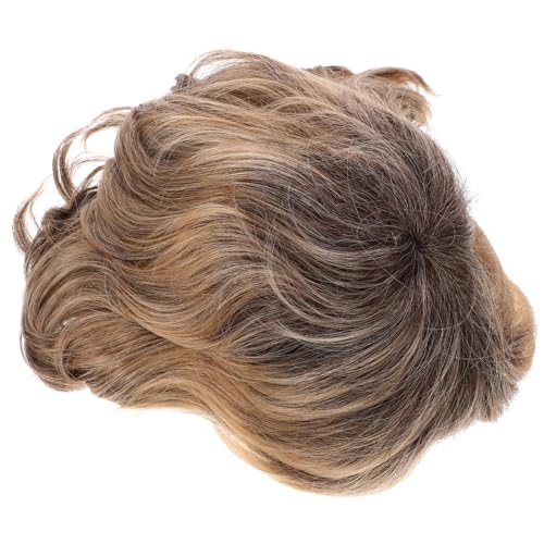LRXIYODE Kurze Lockenperücke für Damen Echthaar Ähnliche Perücke aus Realistischem Material Gelb für Täglichen Gebrauch Cosplay und Partys von LRXIYODE